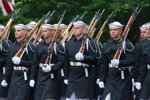 Washington, D.C., USA - July 4, 2016, The National Independence Day Parade is the  Fourth of July Parade in the capital of the United States, it  commemorates the adoption of the Declaration of Independence, only selected schools, and other groups participate.