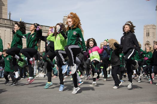 Indianapolis, indiana, USA - March 16, 2018, The St. Patrick’s Day Parade is a cultural and religious celebration from Ireland in honor of  Saint Patrick.