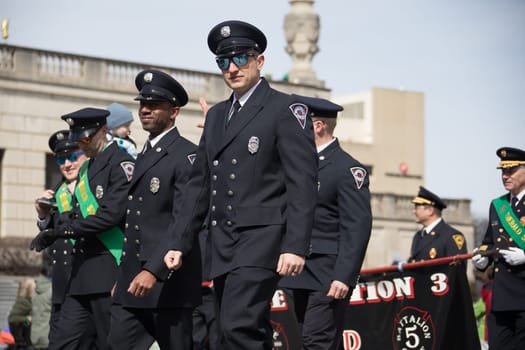 Indianapolis, indiana, USA - March 16, 2018, The St. Patrick’s Day Parade is a cultural and religious celebration from Ireland in honor of  Saint Patrick.