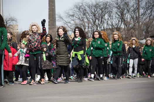 Indianapolis, indiana, USA - March 16, 2018, The St. Patrick’s Day Parade is a cultural and religious celebration from Ireland in honor of  Saint Patrick.