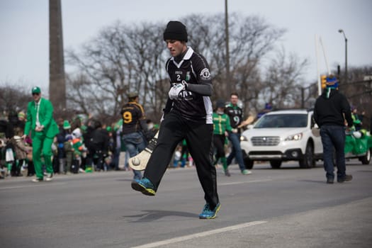 Indianapolis, indiana, USA - March 16, 2018, The St. Patrick’s Day Parade is a cultural and religious celebration from Ireland in honor of  Saint Patrick.