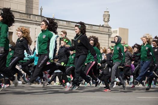 Indianapolis, indiana, USA - March 16, 2018, The St. Patrick’s Day Parade is a cultural and religious celebration from Ireland in honor of  Saint Patrick.