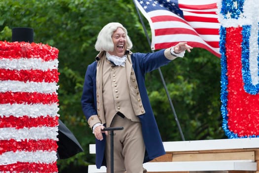 Washington, D.C., USA - July 4, 2016, The National Independence Day Parade is the  Fourth of July Parade in the capital of the United States, it  commemorates the adoption of the Declaration of Independence, only selected schools, and other groups participate.