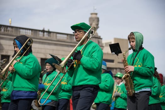 Indianapolis, indiana, USA - March 16, 2018, The St. Patrick’s Day Parade is a cultural and religious celebration from Ireland in honor of  Saint Patrick.