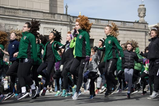 Indianapolis, indiana, USA - March 16, 2018, The St. Patrick’s Day Parade is a cultural and religious celebration from Ireland in honor of  Saint Patrick.