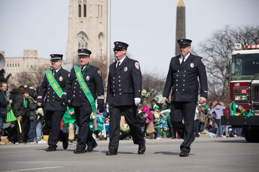 Indianapolis, indiana, USA - March 16, 2018, The St. Patrick’s Day Parade is a cultural and religious celebration from Ireland in honor of  Saint Patrick.