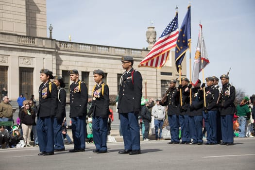 Indianapolis, indiana, USA - March 16, 2018, The St. Patrick’s Day Parade is a cultural and religious celebration from Ireland in honor of  Saint Patrick.