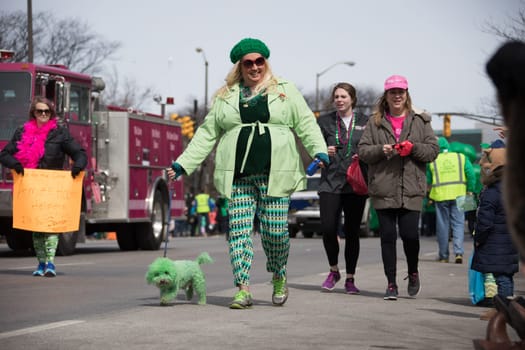 Indianapolis, indiana, USA - March 16, 2018, The St. Patrick’s Day Parade is a cultural and religious celebration from Ireland in honor of  Saint Patrick.