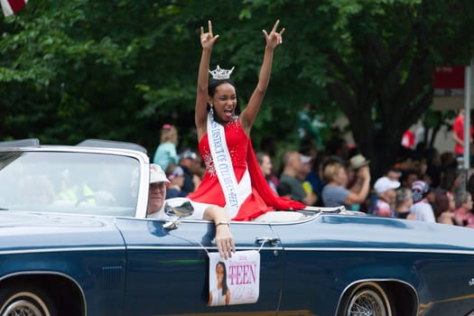 Washington, D.C., USA - July 4, 2016, The National Independence Day Parade is the  Fourth of July Parade in the capital of the United States, it  commemorates the adoption of the Declaration of Independence, only selected schools, and other groups participate.