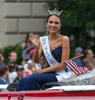 Washington, D.C., USA - July 4, 2016, The National Independence Day Parade is the  Fourth of July Parade in the capital of the United States, it  commemorates the adoption of the Declaration of Independence, only selected schools, and other groups participate.