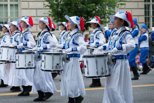 Washington, D.C., USA - July 4, 2016, The National Independence Day Parade is the  Fourth of July Parade in the capital of the United States, it  commemorates the adoption of the Declaration of Independence, only selected schools, and other groups participate.