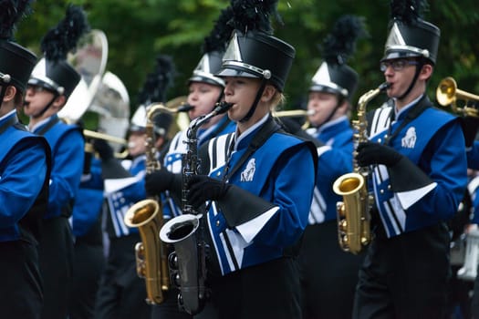 Washington, D.C., USA - July 4, 2016, The National Independence Day Parade is the  Fourth of July Parade in the capital of the United States, it  commemorates the adoption of the Declaration of Independence, only selected schools, and other groups participate.