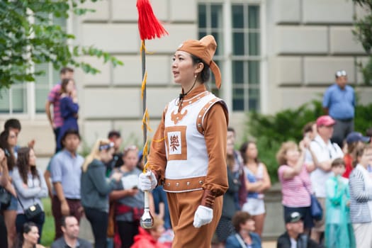 Washington, D.C., USA - July 4, 2016, The National Independence Day Parade is the  Fourth of July Parade in the capital of the United States, it  commemorates the adoption of the Declaration of Independence, only selected schools, and other groups participate.