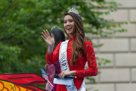 Washington, D.C., USA - July 4, 2016, The National Independence Day Parade is the  Fourth of July Parade in the capital of the United States, it  commemorates the adoption of the Declaration of Independence, only selected schools, and other groups participate.