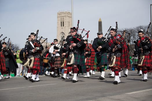 Indianapolis, indiana, USA - March 16, 2018, The St. Patrick’s Day Parade is a cultural and religious celebration from Ireland in honor of  Saint Patrick.