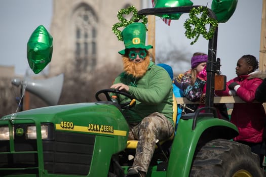 Indianapolis, indiana, USA - March 16, 2018, The St. Patrick’s Day Parade is a cultural and religious celebration from Ireland in honor of  Saint Patrick.