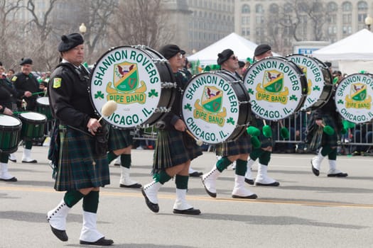 Chicago, Illinois, USA - March 12, 2016, The St. Patrick's Day Parade is a cultural and religious celebration from Ireland in honor of  Saint Patrick.