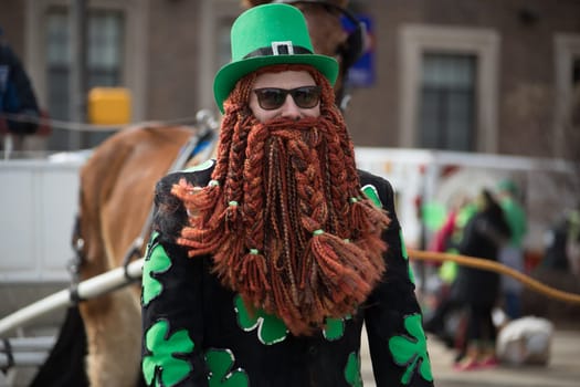 Indianapolis, indiana, USA - March 16, 2018, The St. Patrick’s Day Parade is a cultural and religious celebration from Ireland in honor of  Saint Patrick.