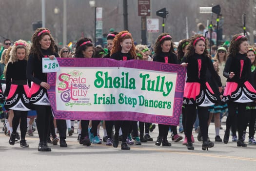 Chicago, Illinois, USA - March 12, 2016, The St. Patrick's Day Parade is a cultural and religious celebration from Ireland in honor of  Saint Patrick.