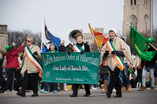 Indianapolis, indiana, USA - March 16, 2018, The St. Patrick’s Day Parade is a cultural and religious celebration from Ireland in honor of  Saint Patrick.