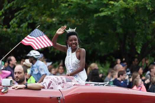 Washington, D.C., USA - July 4, 2016, The National Independence Day Parade is the  Fourth of July Parade in the capital of the United States, it  commemorates the adoption of the Declaration of Independence, only selected schools, and other groups participate.