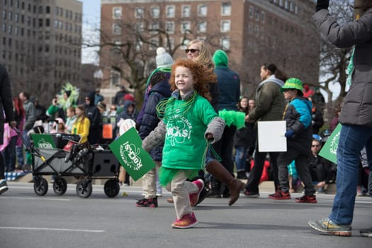 Indianapolis, indiana, USA - March 16, 2018, The St. Patrick’s Day Parade is a cultural and religious celebration from Ireland in honor of  Saint Patrick.