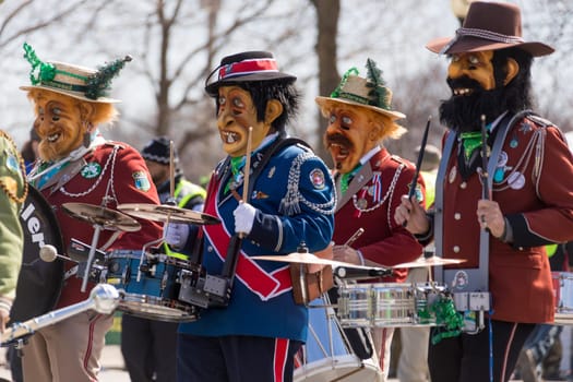 Chicago, Illinois, USA - March 17, 2018, The St. Patrick's Day Parade is a cultural and religious celebration from Ireland in honor of  Saint Patrick.