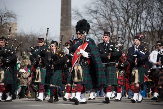 Indianapolis, indiana, USA - March 16, 2018, The St. Patrick’s Day Parade is a cultural and religious celebration from Ireland in honor of  Saint Patrick.