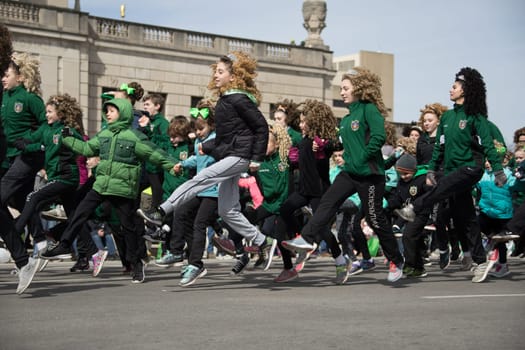 Indianapolis, indiana, USA - March 16, 2018, The St. Patrick’s Day Parade is a cultural and religious celebration from Ireland in honor of  Saint Patrick.