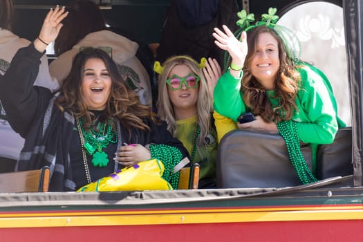 Chicago, Illinois, USA - March 17, 2018, The St. Patrick's Day Parade is a cultural and religious celebration from Ireland in honor of  Saint Patrick.
