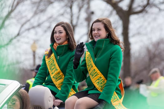 Chicago, Illinois, USA - March 17, 2018, The St. Patrick's Day Parade is a cultural and religious celebration from Ireland in honor of  Saint Patrick.