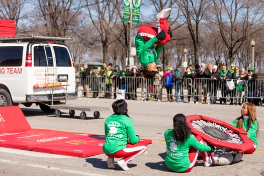 Chicago, Illinois, USA - March 17, 2018, The St. Patrick's Day Parade is a cultural and religious celebration from Ireland in honor of  Saint Patrick.