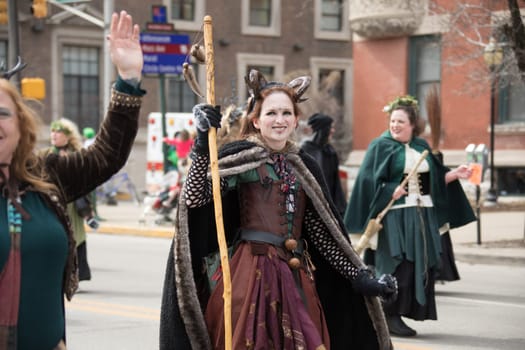 Indianapolis, indiana, USA - March 16, 2018, The St. Patrick’s Day Parade is a cultural and religious celebration from Ireland in honor of  Saint Patrick.