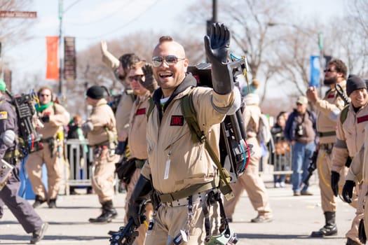 Chicago, Illinois, USA - March 17, 2018, The St. Patrick's Day Parade is a cultural and religious celebration from Ireland in honor of  Saint Patrick.