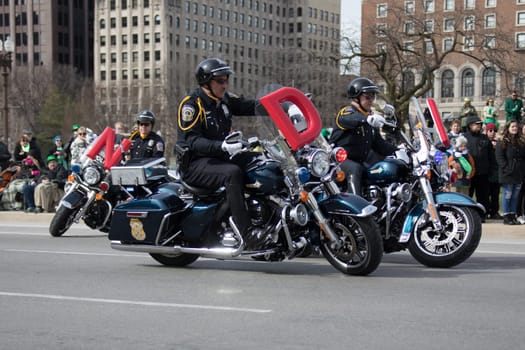 Indianapolis, indiana, USA - March 16, 2018, The St. Patrick’s Day Parade is a cultural and religious celebration from Ireland in honor of  Saint Patrick.