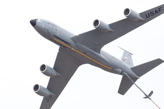 Louisville, Kentucky, USA - April 21, 2018 KC-135 Grissom fuel tanker plane does a fly by at the Thunder Over Louisville
