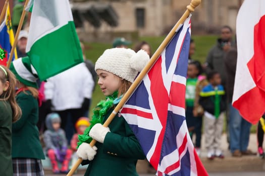Indianapolis, indiana, USA - March 17, 2017, The St. Patrick’s Day Parade is a cultural and religious celebration from Ireland in honor of  Saint Patrick.