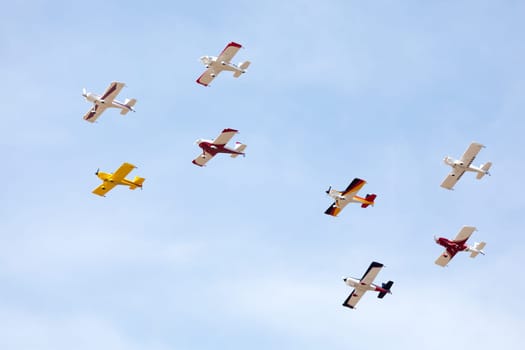 Louisville, Kentucky, USA - April 21, 2018 KC Flight Formation Team performing at the Thunder Over Louisville