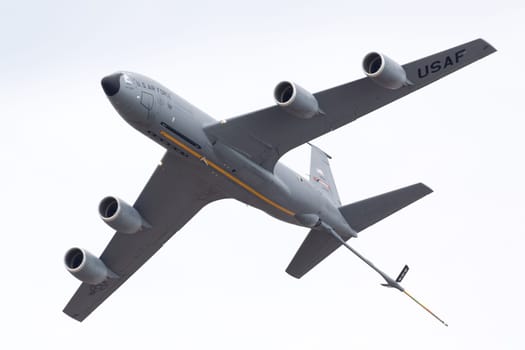 Louisville, Kentucky, USA - April 21, 2018 KC-135 Grissom fuel tanker plane does a fly by at the Thunder Over Louisville