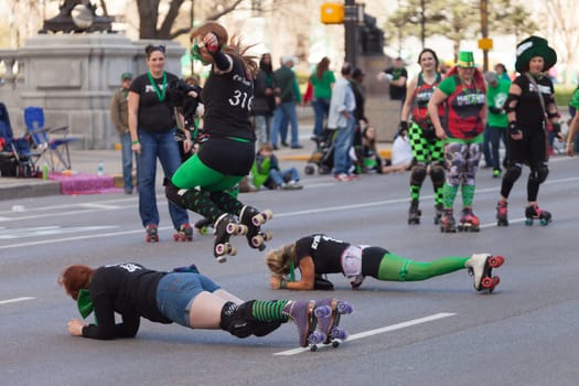 Indianapolis, Indiana, USA - March 17, 2016, The St. Patrick’s Day Parade is a cultural and religious celebration from Ireland in honor of  Saint Patrick.