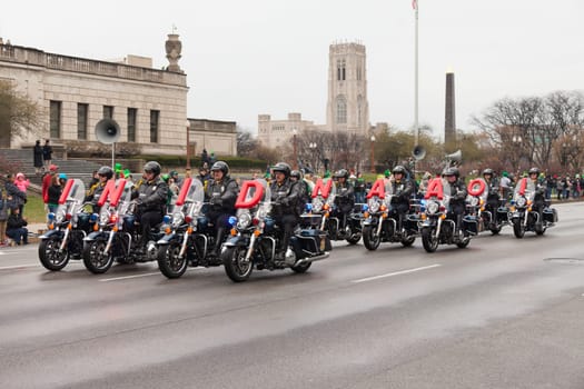 Indianapolis, indiana, USA - March 17, 2017, The St. Patrick’s Day Parade is a cultural and religious celebration from Ireland in honor of  Saint Patrick.