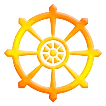 chakra buddhism wheel of dharma yellow illustration
