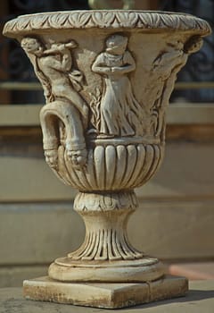vase with carved decorations, close up