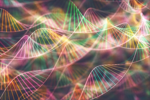 Image of genetic codes DNA. Concept image for use as background. Colored 3D illustration.