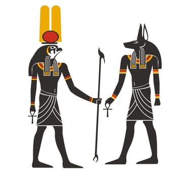 egyptian pyramids ancient chacal anubis illustration hieroglyphs