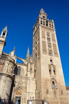 La Giralda bell tower and Seville Cathedral in Seville, Spain