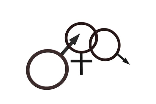 Biological Character Man, Woman, Man.Cuckold Logo Symbol Tattoo in Black - Sexy Cuckolding..