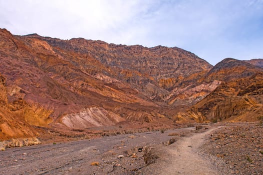 Colorful Ridge above a Desert Canyon in Mosaic Canyon in Death Valley National Park in California