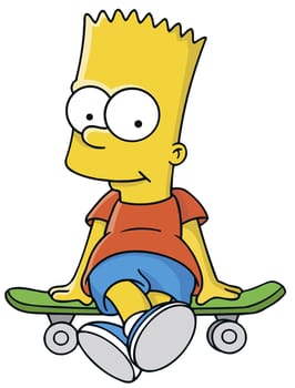 Bart The Simpsons siting skate illustration cartoon