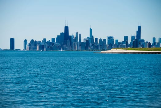 City of Chicago at lake Michigan